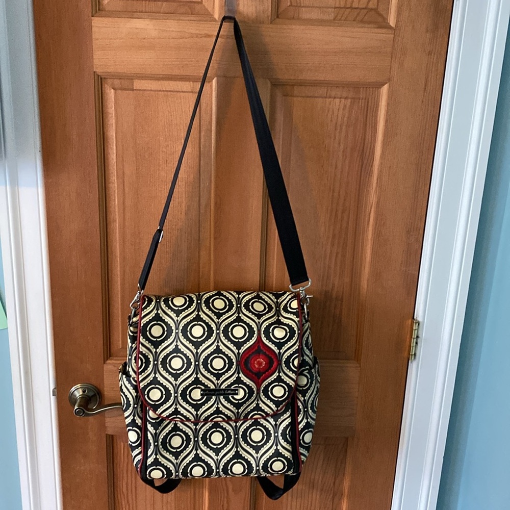 Petunia Pickle Bottom Black/Off White Geometric Backpack Diaper Bag